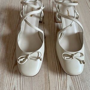 Larroude Mary Sandal in Ivory Calf Leather -Brand new never been worn